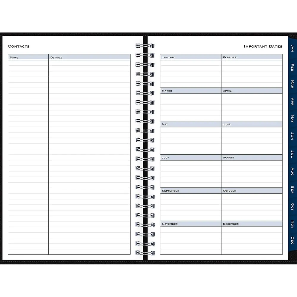 2025 Planners|Blue Sky 2025 5" x 8" Weekly & Monthly Planner Portfolio, Faux Leather Cover, Black (148453)