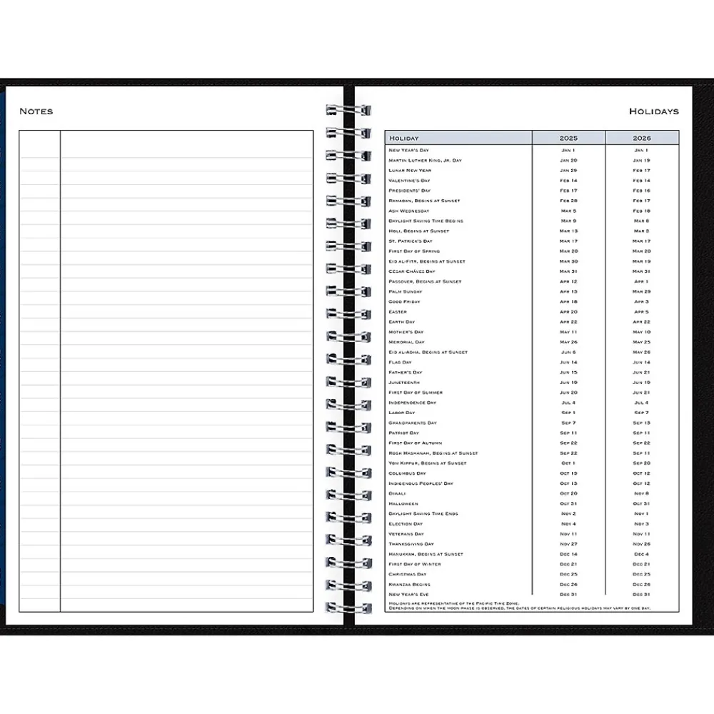 2025 Planners|Blue Sky 2025 5" x 8" Weekly & Monthly Planner Portfolio, Faux Leather Cover, Black (148453)