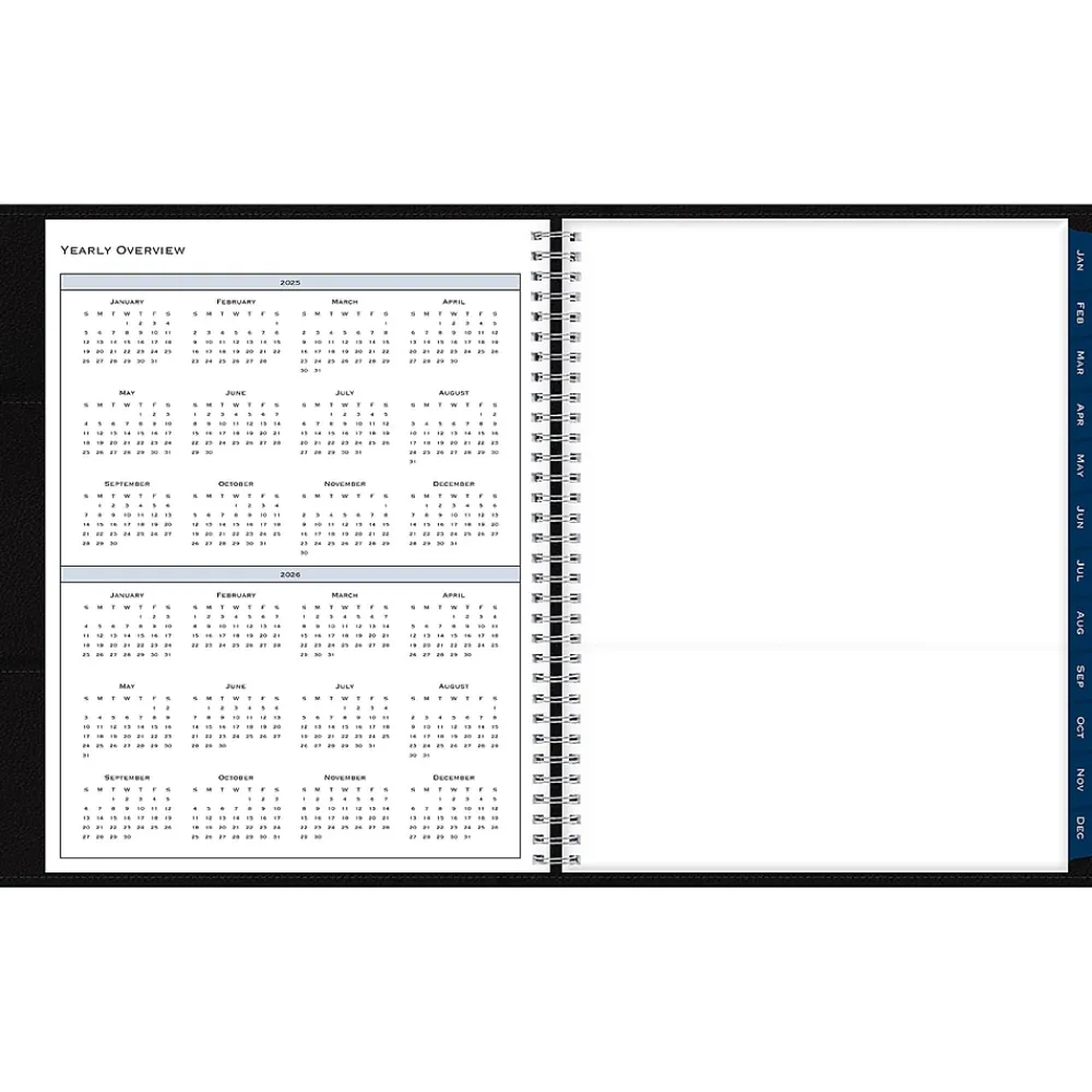 2025 Planners|Blue Sky 2025 8.5" x 11" Weekly & Monthly Planner Portfolio, Faux Leather Cover, Black (148454)