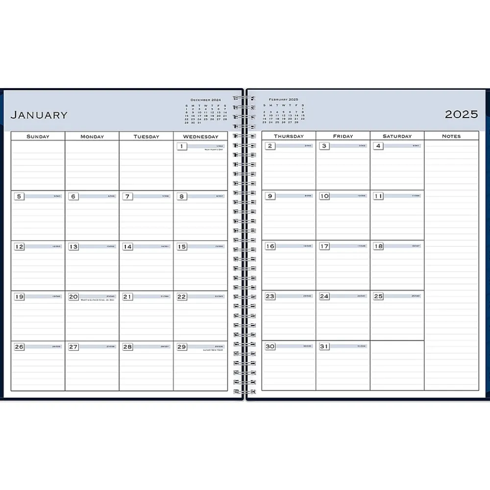 2025 Planners|Blue Sky 2025 8.5" x 11" Weekly & Monthly Appointment Book, Plastic Cover, Navy (148658-25)