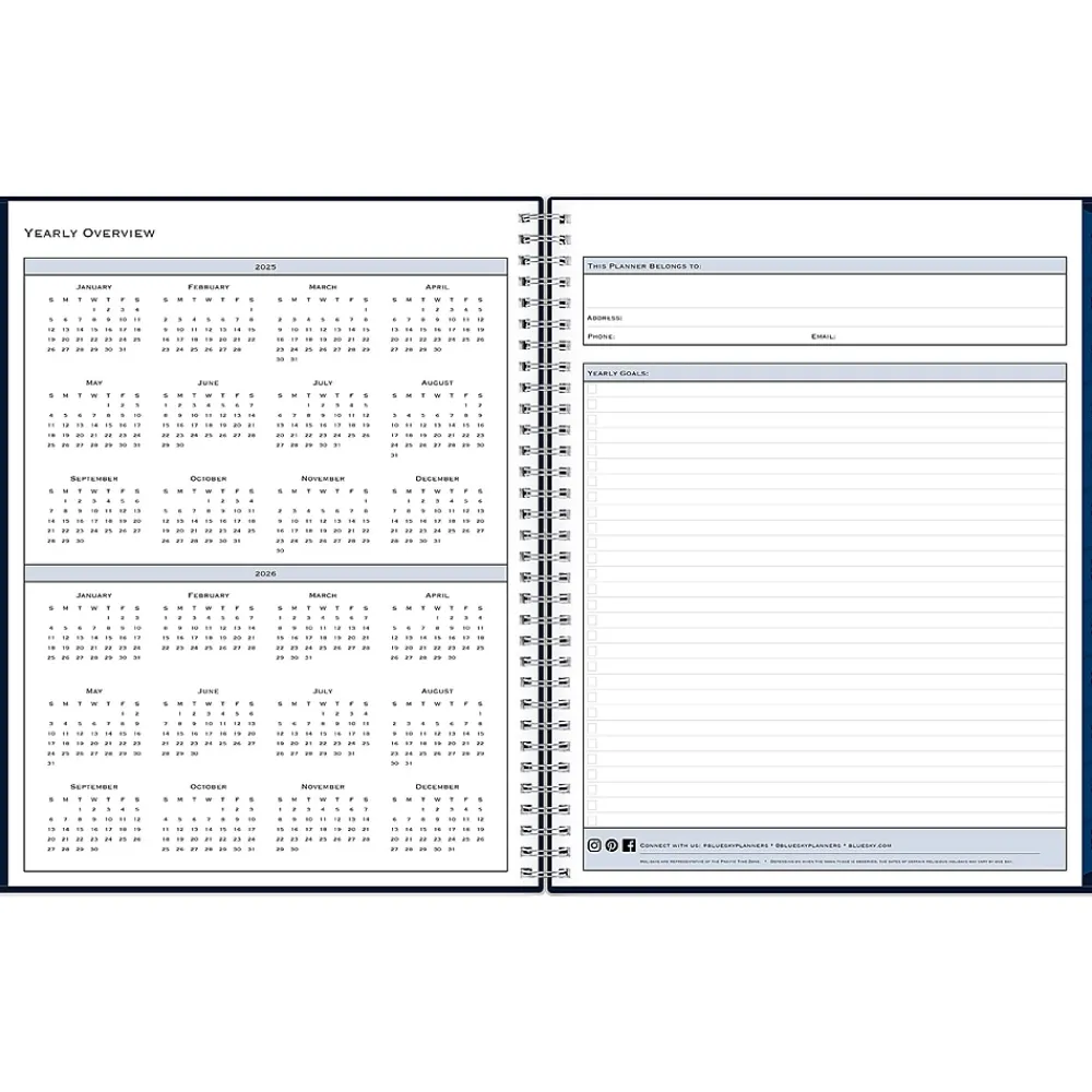 2025 Planners|Blue Sky 2025 8.5" x 11" Weekly & Monthly Appointment Book, Plastic Cover, Navy (148658-25)