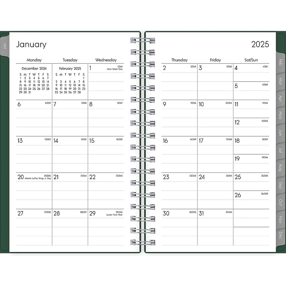 2025 Planners|Blue Sky 2025 3.63" x 6.13" Weekly & Monthly Planner, Plastic Cover, Deep Forest Green (147967)
