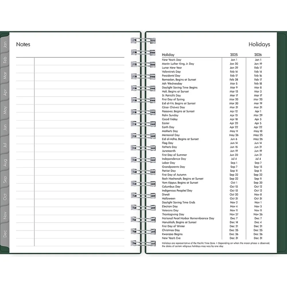 2025 Planners|Blue Sky 2025 3.63" x 6.13" Weekly & Monthly Planner, Plastic Cover, Deep Forest Green (147967)