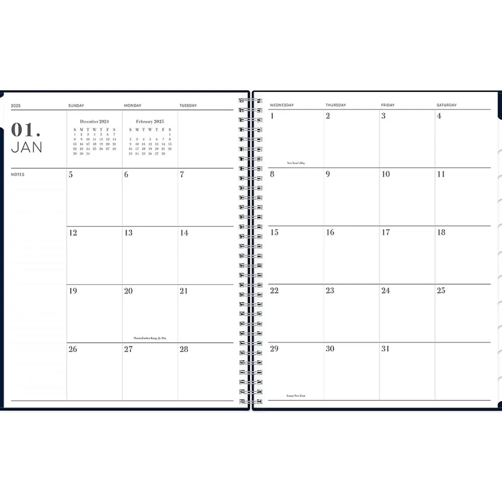 2025 Planners|Blue Sky 2025 8.5" x 11" Weekly & Monthly Planner, Plastic Cover, Navy (147971)