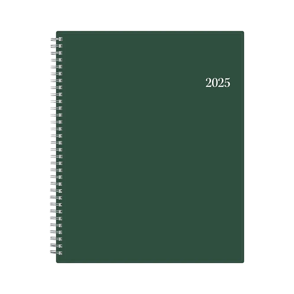 2025 Planners|Blue Sky 2025 8.5" x 11" Weekly & Monthly Appointment Book, Plastic Cover, Deep Forest Green (147963)