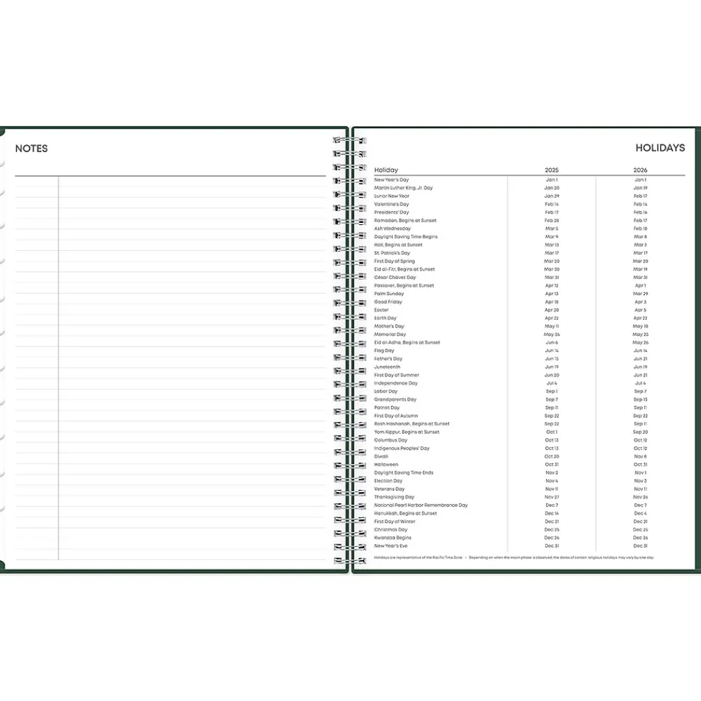 2025 Planners|Blue Sky 2025 8.5" x 11" Weekly & Monthly Appointment Book, Plastic Cover, Deep Forest Green (147963)