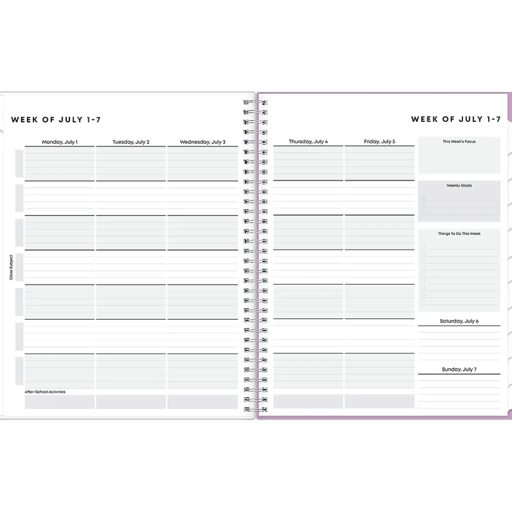 Academic Planners|Blue Sky 2024-2025 Amethyst 8.5" x 11" Academic Weekly & Monthly Student Planner, Plastic Cover, Ombre Purple (145014)