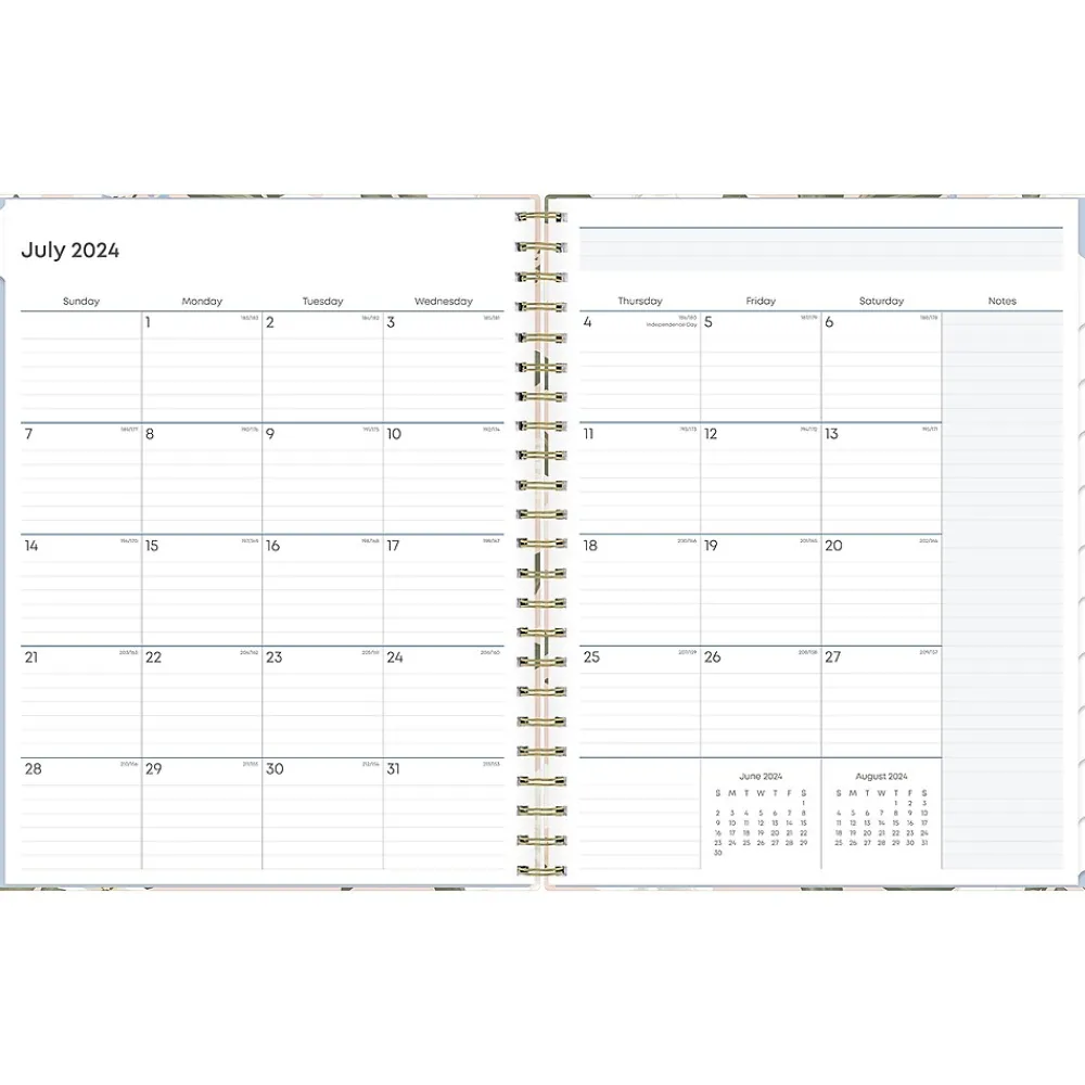 Academic Planners|Blue Sky 2024-2025 Aminah Rose 8.5" x 11" Academic Weekly & Monthly Planner, Gray Board Cover, Multicolor (150461)