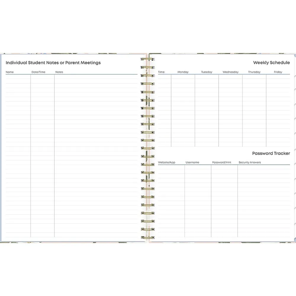 Academic Planners|Blue Sky 2024-2025 Aminah Rose 8.5" x 11" Academic Weekly & Monthly Planner, Gray Board Cover, Multicolor (150461)