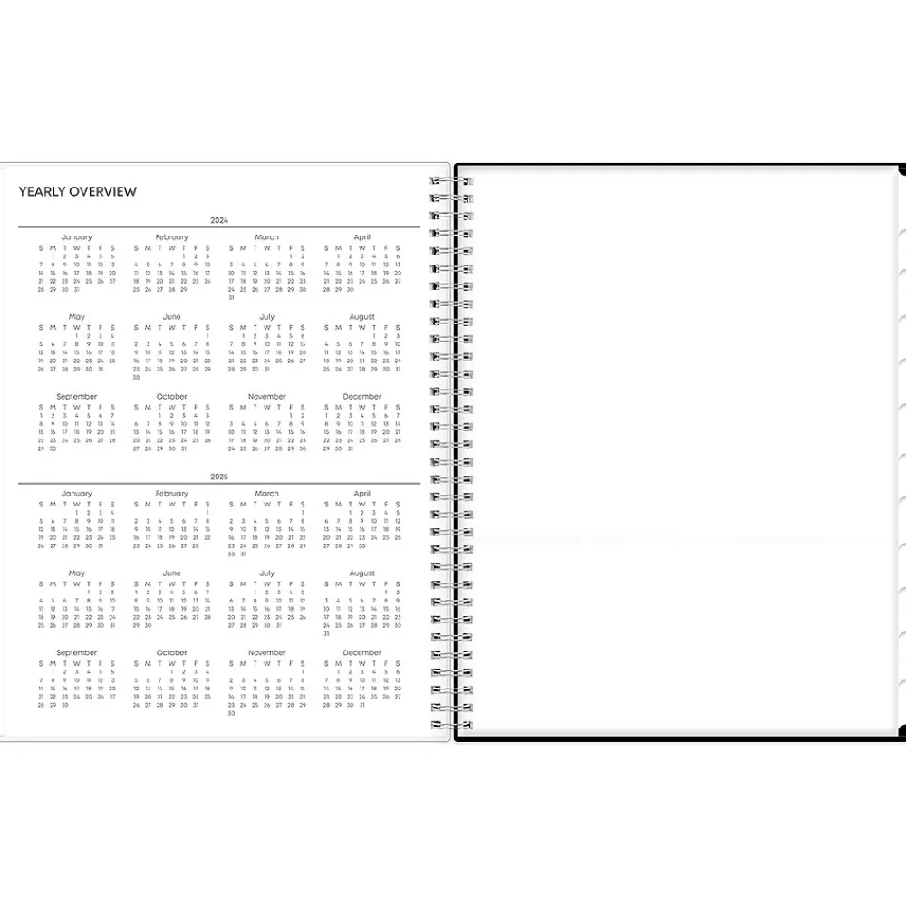 Academic Planners|Blue Sky 2024-2025 Analeis 8.5" x 11" Academic Weekly & Monthly Planner, Plastic Cover, Black/White (130606-A25)