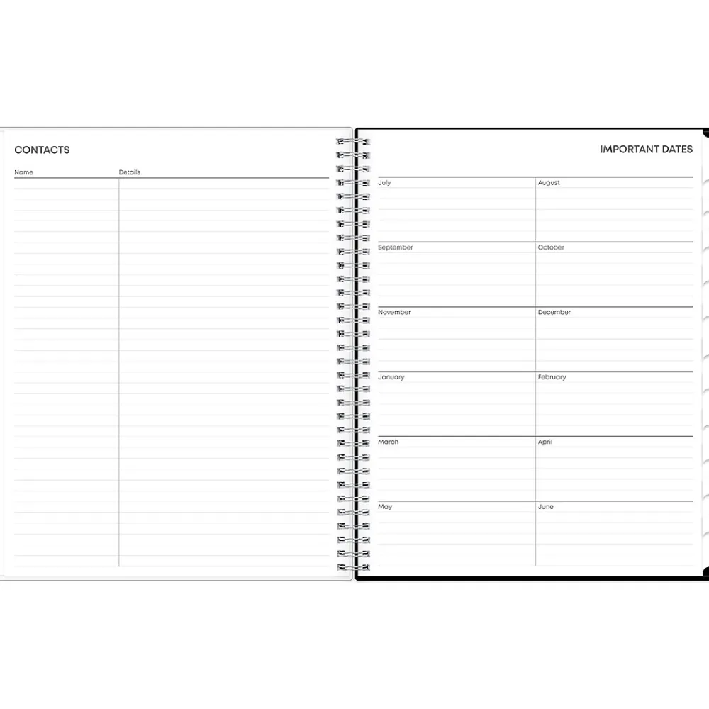 Academic Planners|Blue Sky 2024-2025 Analeis 8.5" x 11" Academic Weekly & Monthly Planner, Plastic Cover, Black/White (130606-A25)
