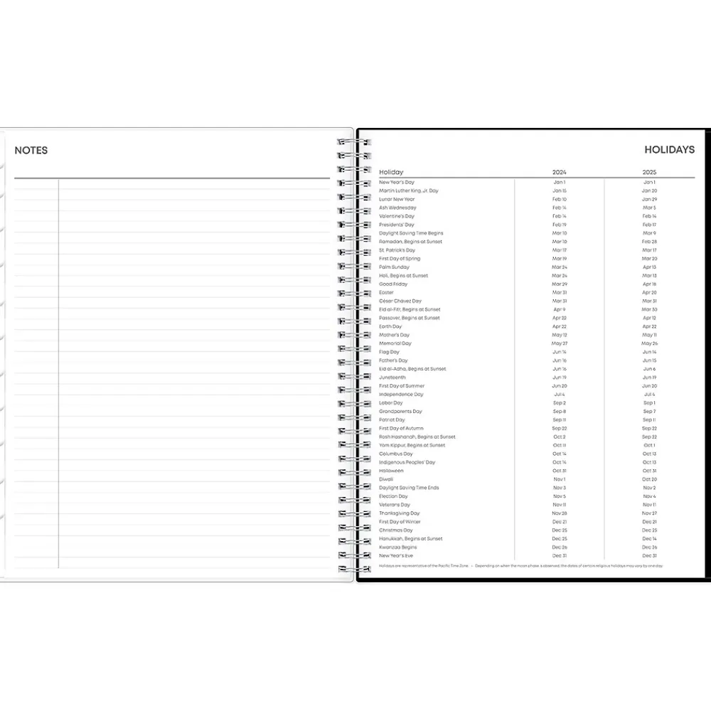 Academic Planners|Blue Sky 2024-2025 Analeis 8.5" x 11" Academic Weekly & Monthly Planner, Plastic Cover, Black/White (130606-A25)