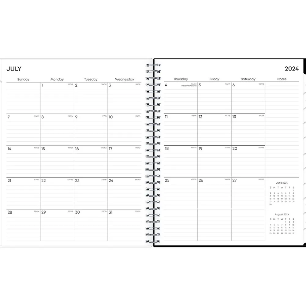Academic Planners|Blue Sky 2024-2025 Analeis 8" x 10" Academic Monthly Planner, Plastic Cover, White/Black (130613-A25)