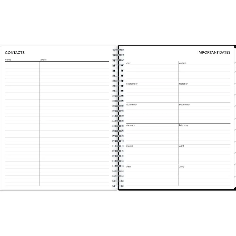 Academic Planners|Blue Sky 2024-2025 Analeis 8" x 10" Academic Monthly Planner, Plastic Cover, White/Black (130613-A25)