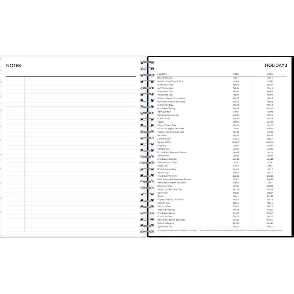 Academic Planners|Blue Sky 2024-2025 Analeis 8" x 10" Academic Monthly Planner, Plastic Cover, White/Black (130613-A25)