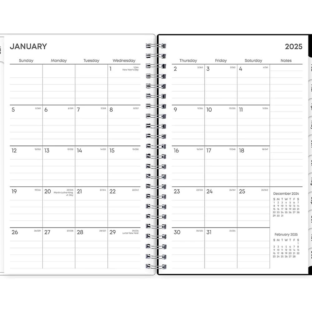 2025 Planners|Blue Sky 2025 Analeis 5" x 8" Weekly & Monthly Planner, Plastic Cover, White/Black (100003-25)