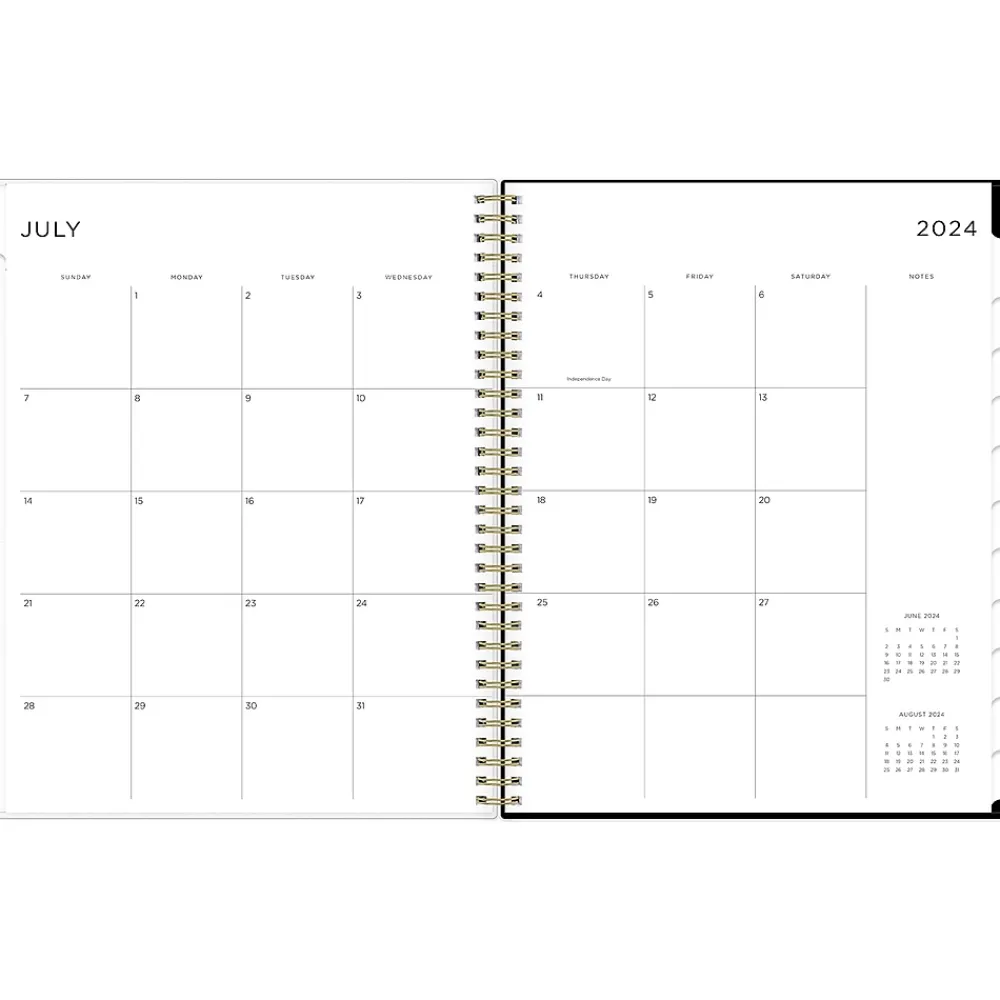 Academic Planners|Blue Sky 2024-2025 Ashley G Leopard Black 8.5" x 11" Academic Weekly & Monthly Planner, Plastic Cover, Black/Beige