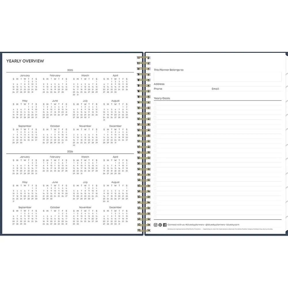 2025 Planners|Blue Sky 2025 Ashlyn Navy 8.5" x 11" Weekly & Monthly Planner, Plastic Cover, Multicolor (143957-25)