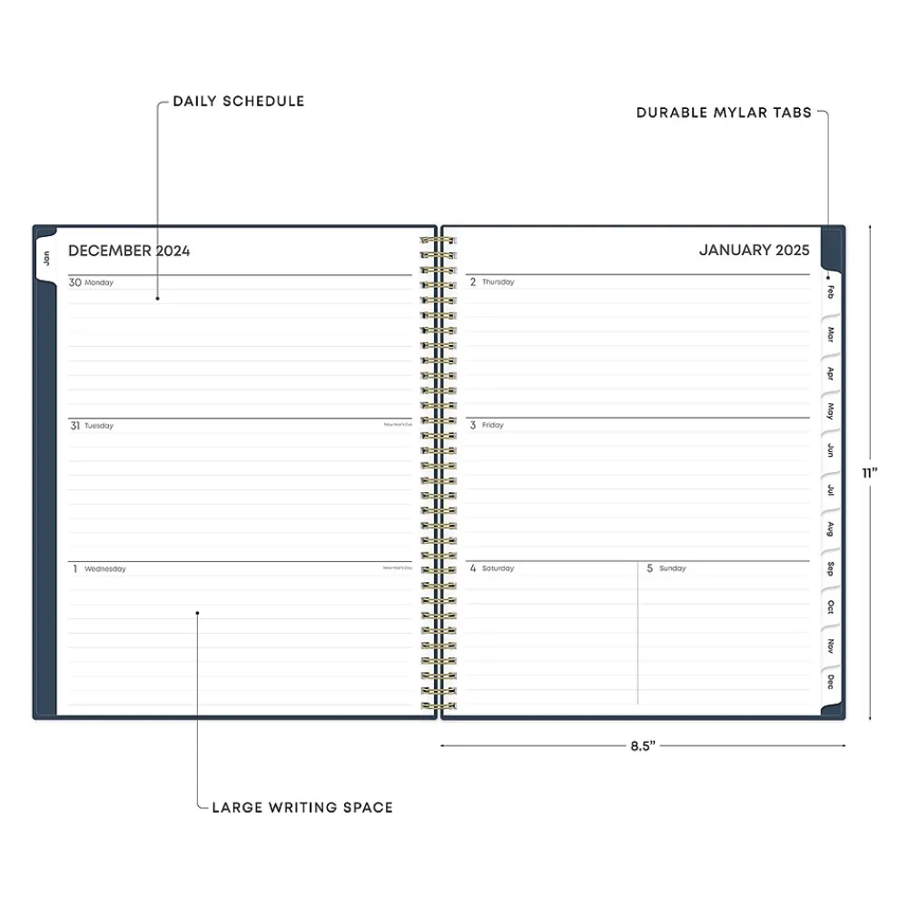 2025 Planners|Blue Sky 2025 Ashlyn Navy 8.5" x 11" Weekly & Monthly Planner, Plastic Cover, Multicolor (143957-25)