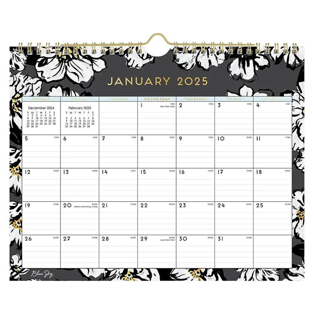 2025 Calendars|Blue Sky 2025 Baccara Dark 11" x 8.75" Monthly Wall Calendar (116052-25)