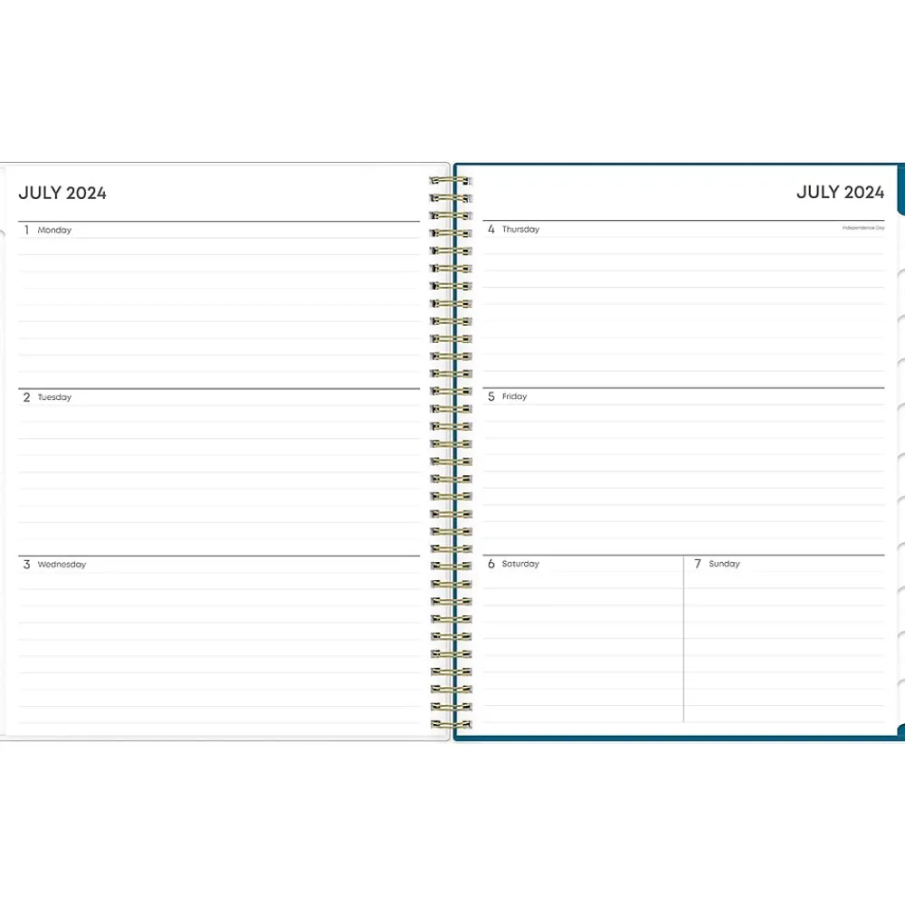 Academic Planners|Blue Sky 2024-2025 Bakah Blue 8.5" x 11" Academic Weekly & Monthly Planner, Plastic Cover, Blue/White (131951-A25)