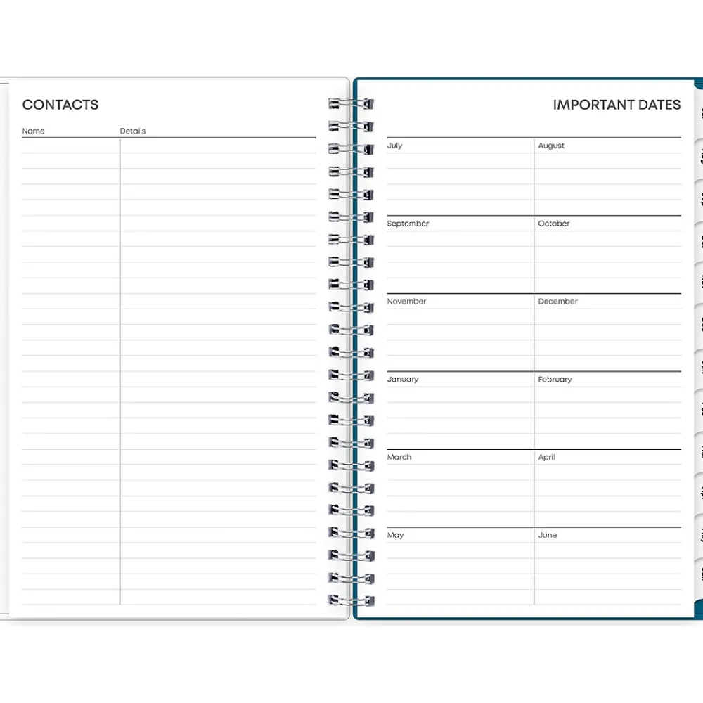 Academic Planners|Blue Sky 2024-2025 Bakah Blue 5" x 8" Academic Weekly & Monthly Planner, Plastic Cover, Blue/White (131969-A25)