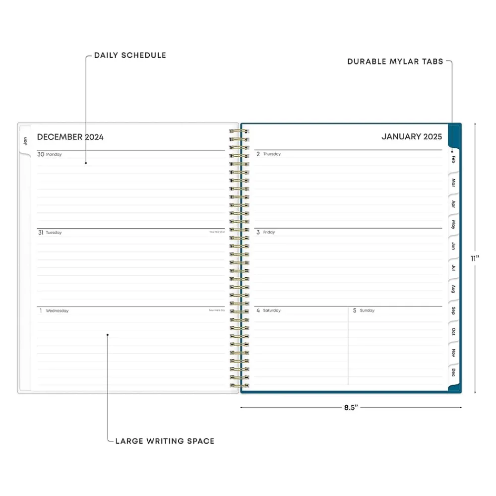 2025 Planners|Blue Sky 2025 Bakah Blue 8.5" x 11" Weekly & Monthly Planner, Plastic Cover, White/Blue (137261-25)