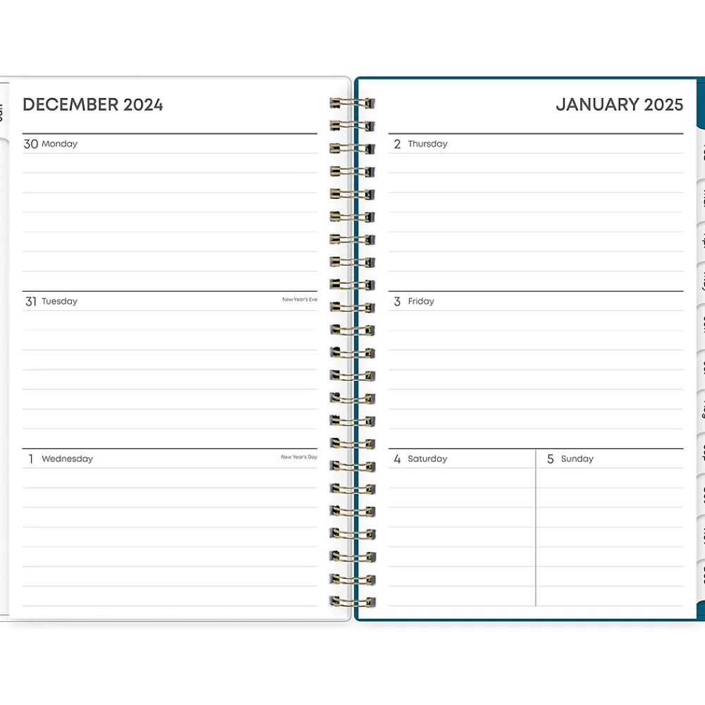 2025 Planners|Blue Sky 2025 Bakah Blue 5" x 8" Weekly & Monthly Planner, Plastic Cover, White/Blue (137260-25)