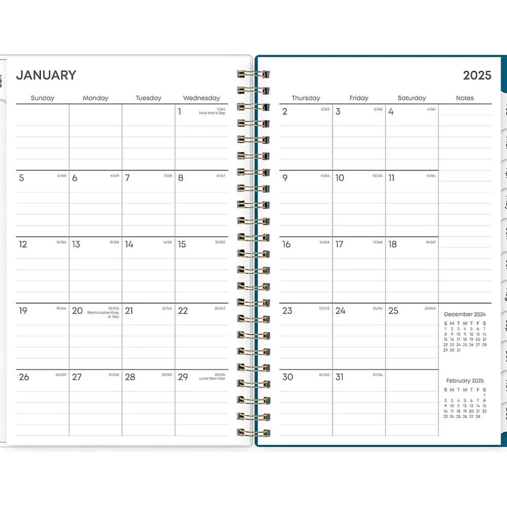 2025 Planners|Blue Sky 2025 Bakah Blue 5" x 8" Weekly & Monthly Planner, Plastic Cover, White/Blue (137260-25)