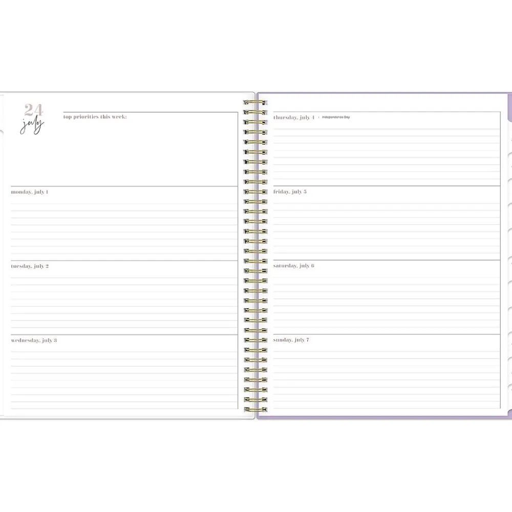 Academic Planners|Blue Sky 2024-2025 Belinda Selene Sienna Lilac 8.5" x 11" Academic Weekly & Monthly Planner, Plastic Cover, Purple/White