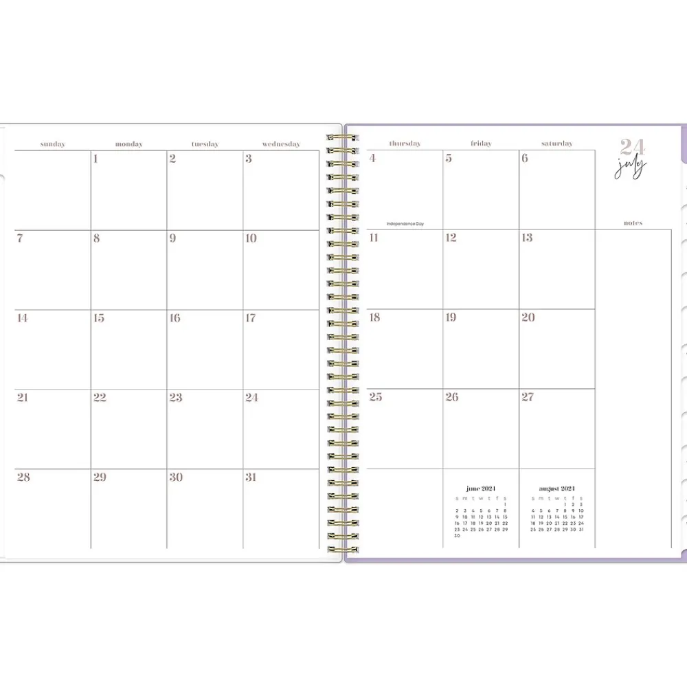 Academic Planners|Blue Sky 2024-2025 Belinda Selene Sienna Lilac 8.5" x 11" Academic Weekly & Monthly Planner, Plastic Cover, Purple/White