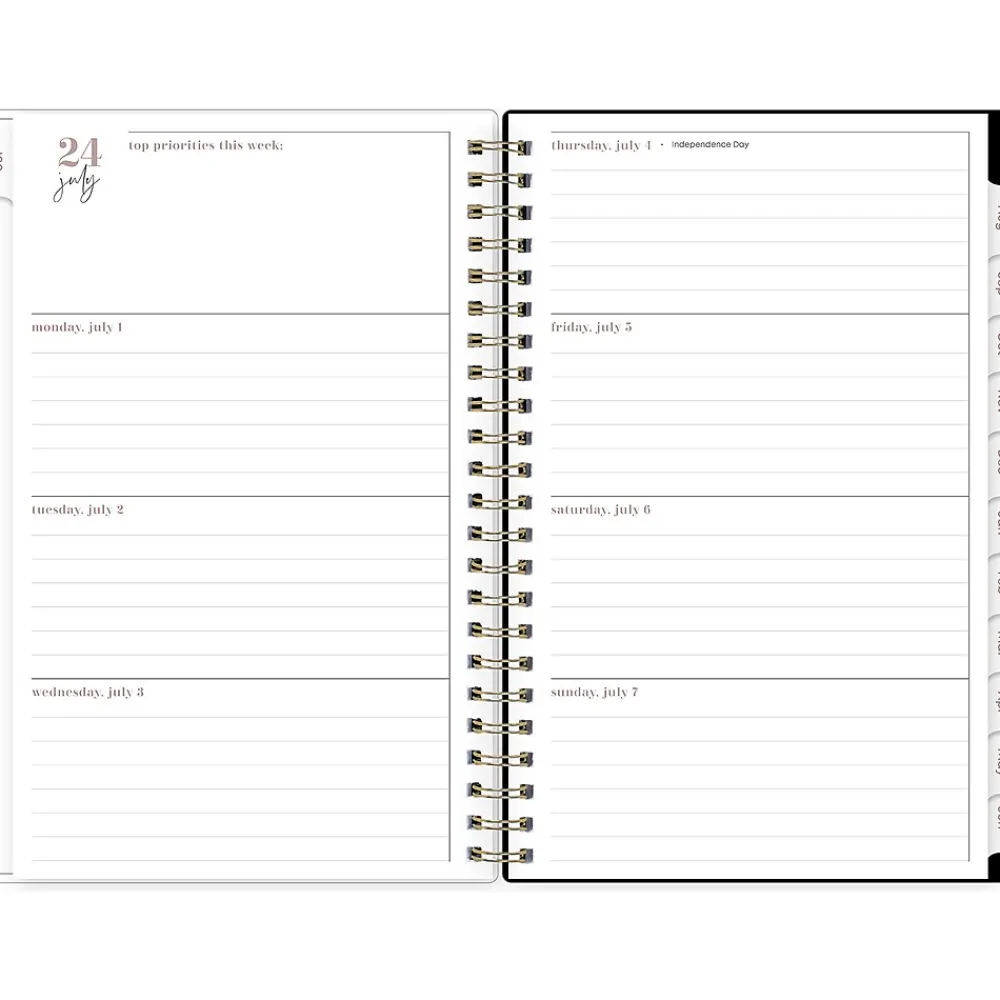 Academic Planners|Blue Sky 2024-2025 Belinda Selene Lucy 5" x 8" Academic Weekly & Monthly Planner, Plastic Cover, Black/Pink (149819)