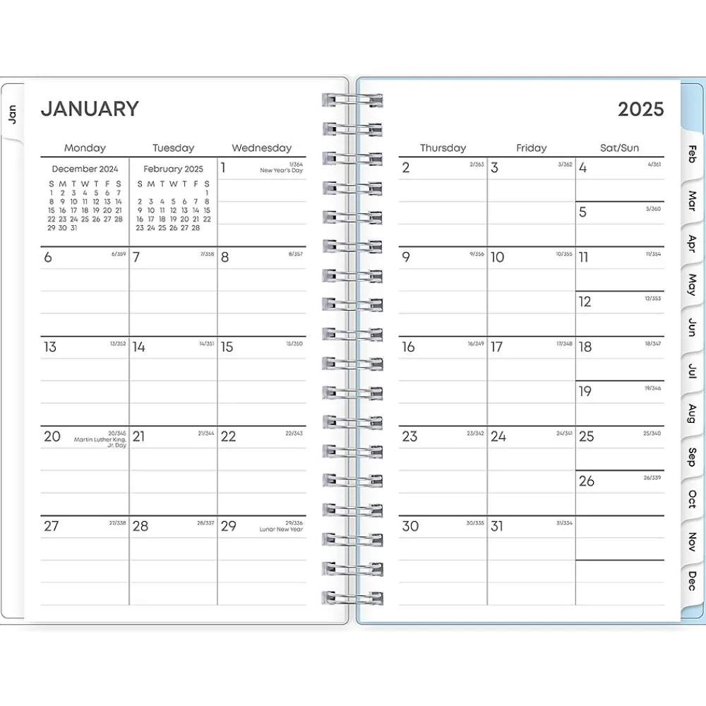 2025 Planners|Blue Sky 2025 Blue Block 3.63" x 6.13" Weekly & Monthly Planner, Plastic Cover, Blue/Light Blue (152251)
