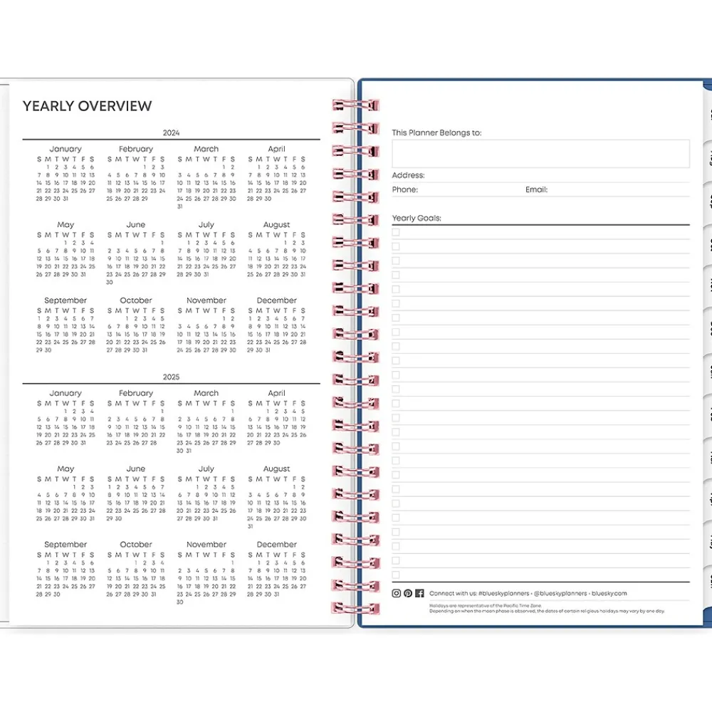 Academic Planners|Blue Sky 2024-2025 Brandice 5" x 8" Academic Weekly & Monthly Planner, Plastic Cover, Multicolor (146853)