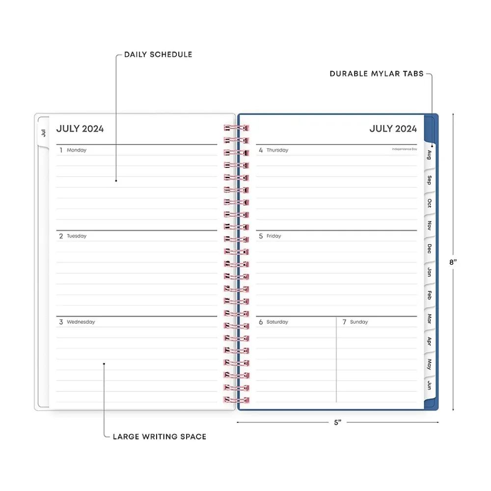 Academic Planners|Blue Sky 2024-2025 Brandice 5" x 8" Academic Weekly & Monthly Planner, Plastic Cover, Multicolor (146853)