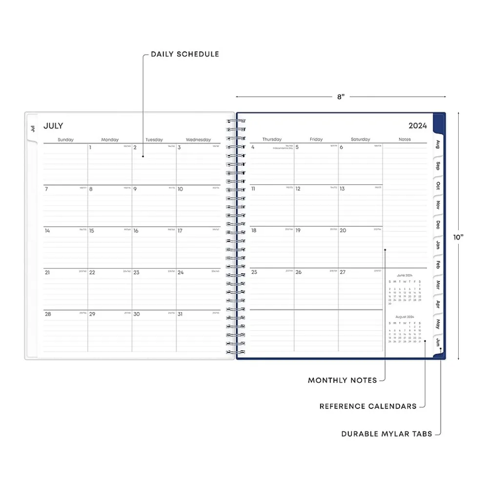 Academic Planners|Blue Sky 2024-2025 Chanson 8" x 10" Academic Monthly Planner, Plastic Cover, Blue (128693-A25)