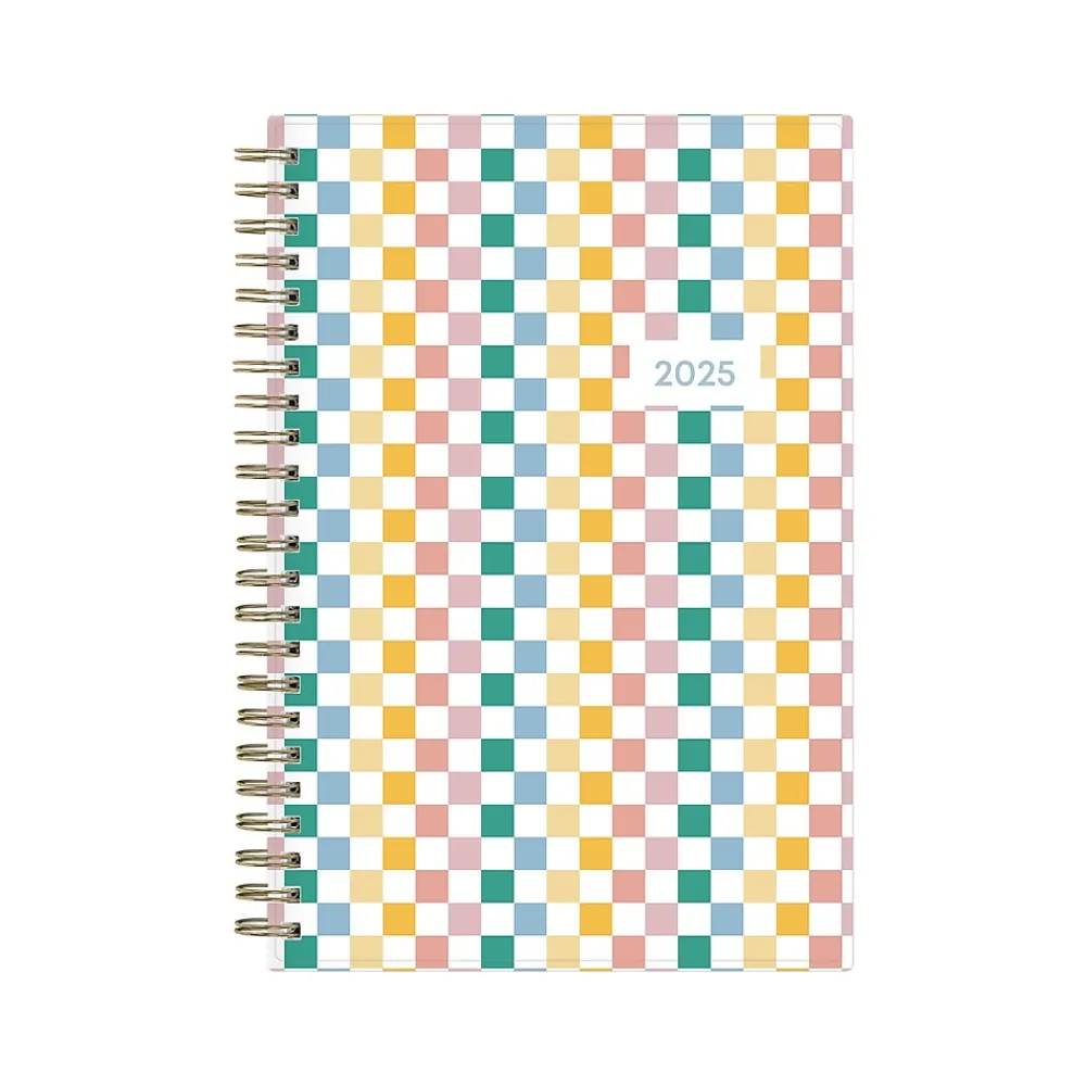 2025 Planners|Blue Sky 2025 Checkerboard 5" x 8" Weekly & Monthly Planner, Plastic Cover, Multicolor (152477)