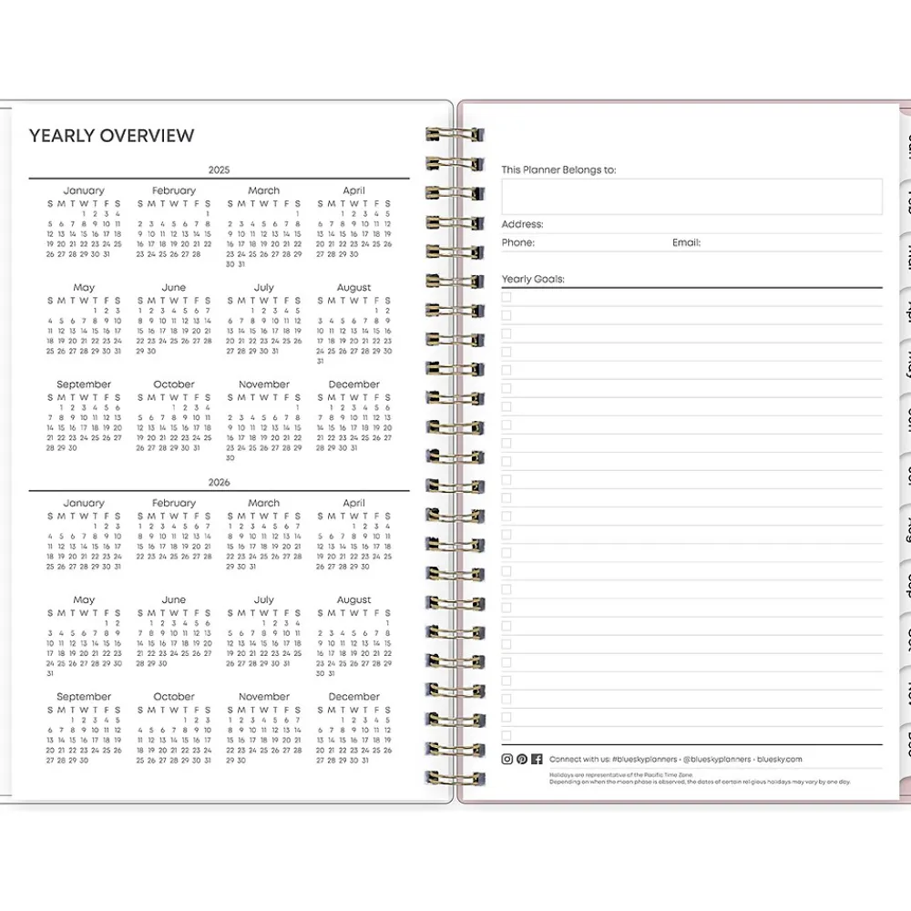 2025 Planners|Blue Sky 2025 Checkerboard 5" x 8" Weekly & Monthly Planner, Plastic Cover, Multicolor (152477)