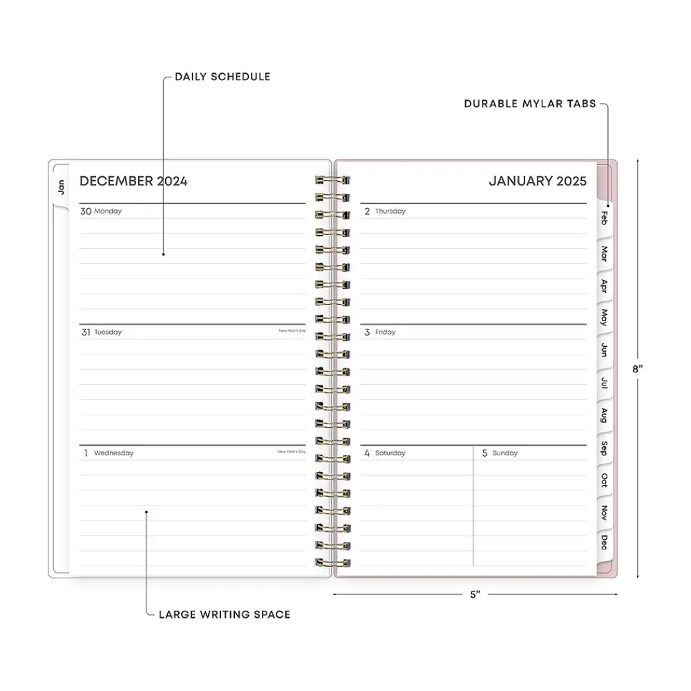 2025 Planners|Blue Sky 2025 Checkerboard 5" x 8" Weekly & Monthly Planner, Plastic Cover, Multicolor (152477)
