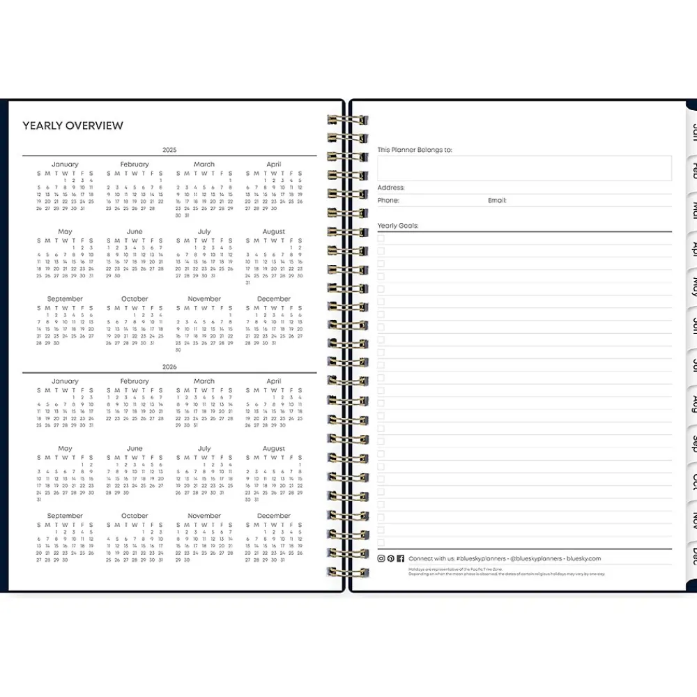 2025 Planners|Blue Sky 2025 Cheeyna 5.88" x 8.63" Weekly & Monthly Planner, Plastic Cover, Navy (147948)