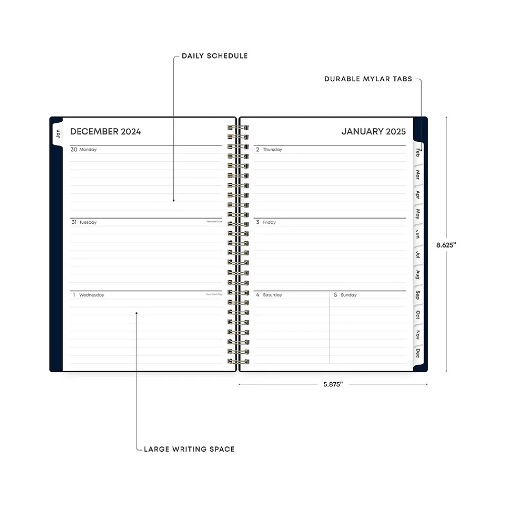 2025 Planners|Blue Sky 2025 Cheeyna 5.88" x 8.63" Weekly & Monthly Planner, Plastic Cover, Navy (147948)