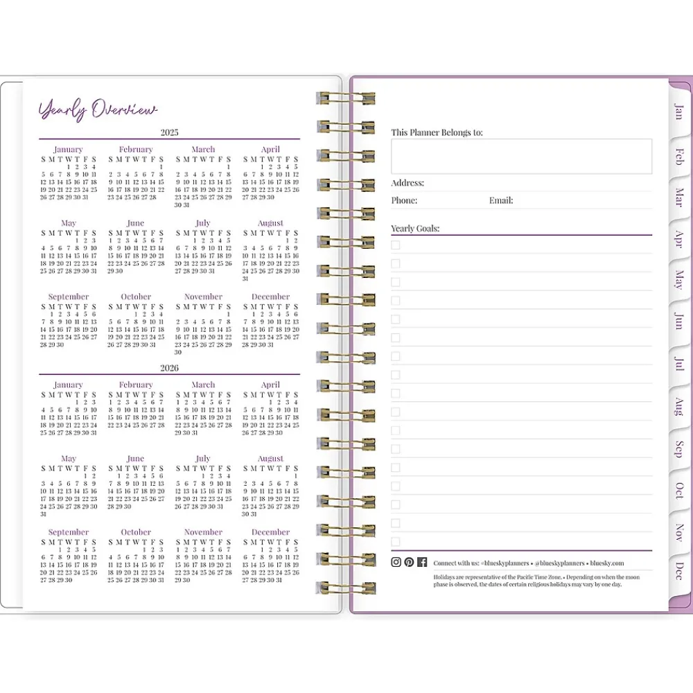 2025 Planners|Blue Sky 2025 Citrus Sunrise 3.63" x 6.13" Weekly & Monthly Planner, Plastic Cover, Multicolor (148028)