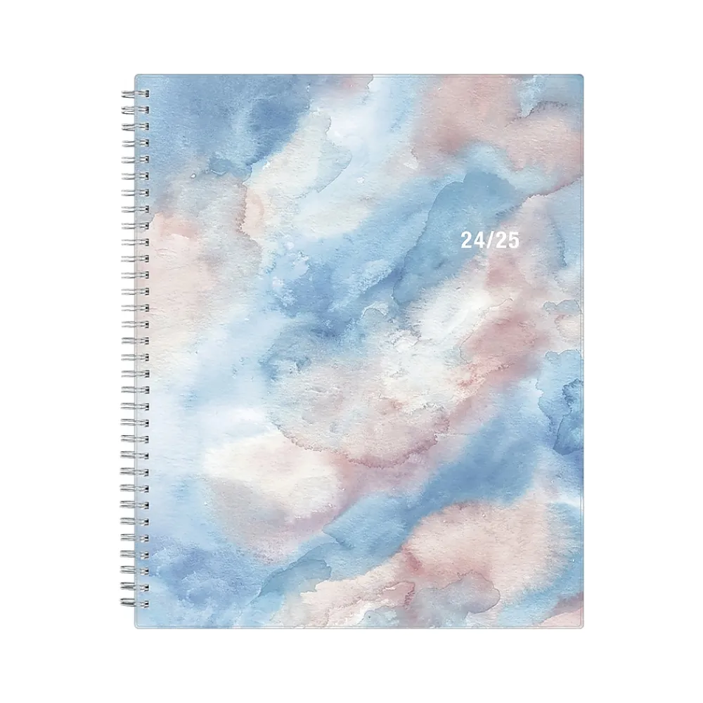 Academic Planners|Blue Sky 2024-2025 Cloudsy 8.5" x 11" Academic Weekly & Monthly Planner, Plastic Cover, Blue/Brown (150126)