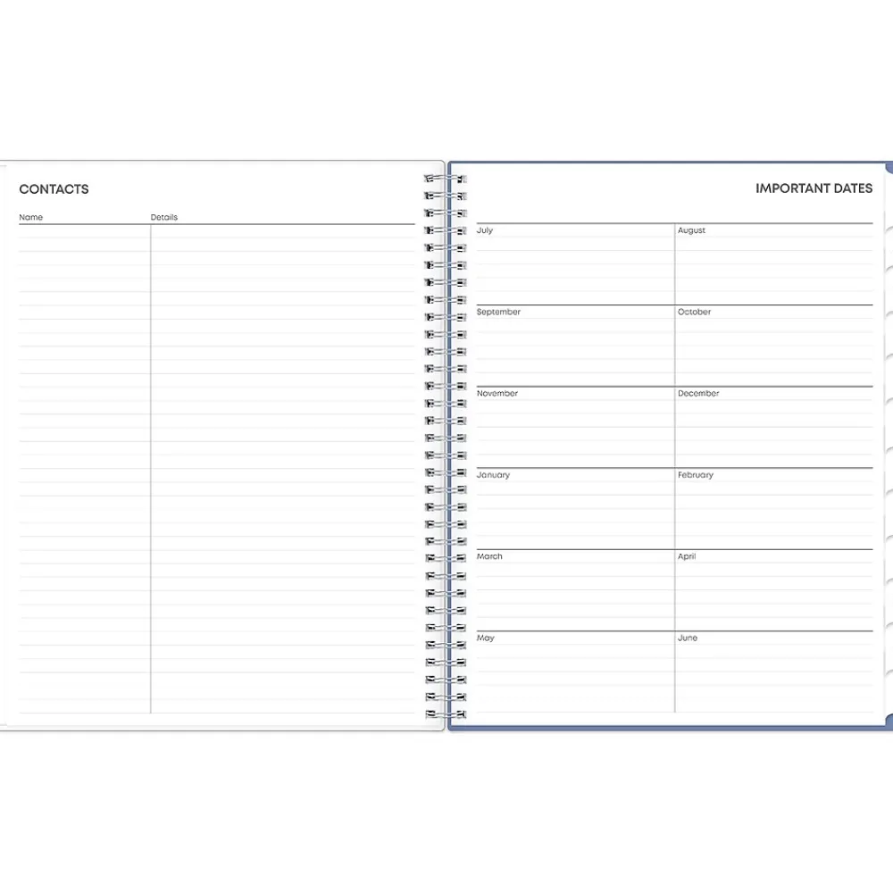 Academic Planners|Blue Sky 2024-2025 Cloudsy 8.5" x 11" Academic Weekly & Monthly Planner, Plastic Cover, Blue/Brown (150126)