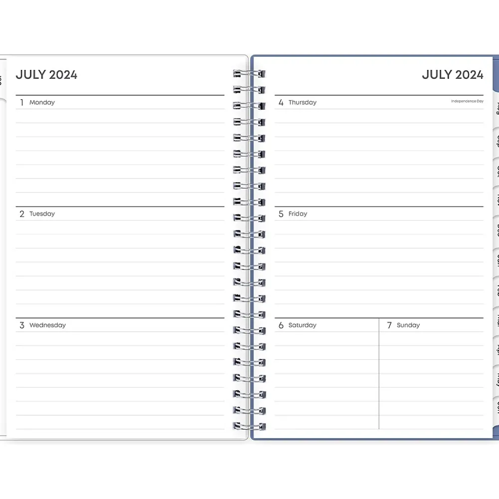 Academic Planners|Blue Sky 2024-2025 Cloudsy 5" x 8" Academic Weekly & Monthly Planner, Plastic Cover, Blue/Brown (150128)