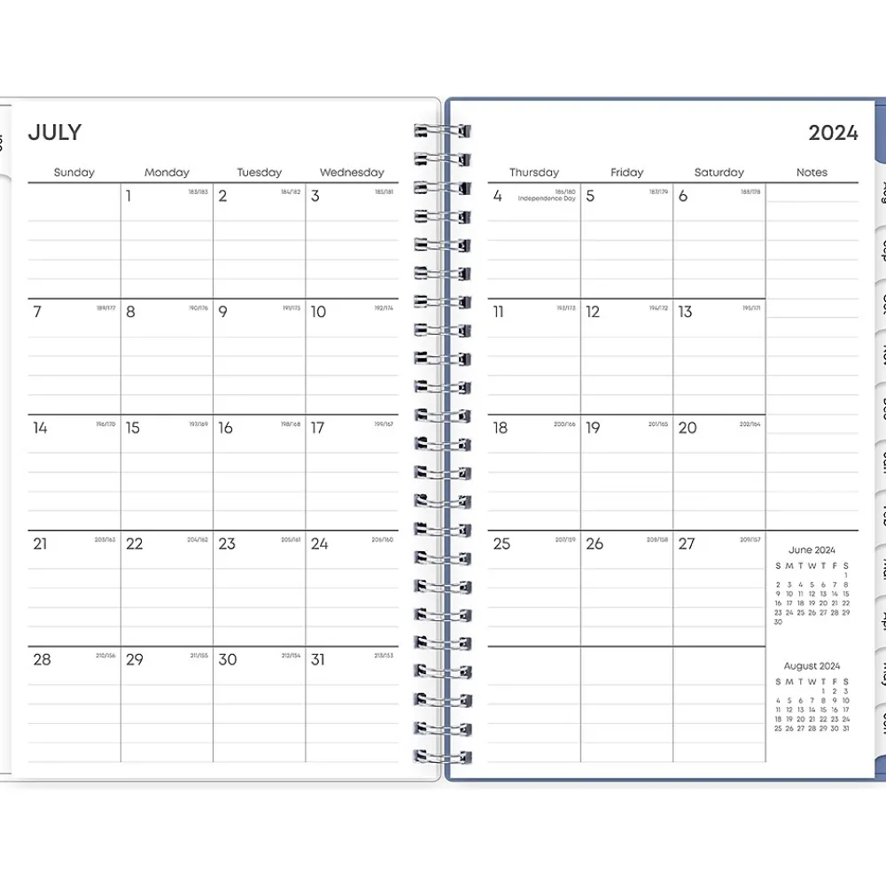 Academic Planners|Blue Sky 2024-2025 Cloudsy 5" x 8" Academic Weekly & Monthly Planner, Plastic Cover, Blue/Brown (150128)