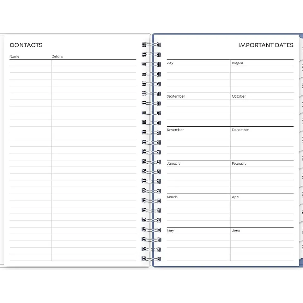 Academic Planners|Blue Sky 2024-2025 Cloudsy 5" x 8" Academic Weekly & Monthly Planner, Plastic Cover, Blue/Brown (150128)