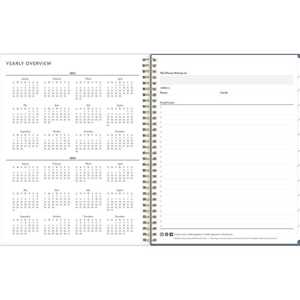 2025 Planners|Blue Sky 2025 Cocolie 8.5" x 11" Weekly & Monthly Planner, Plastic Cover, Blue/White (148256)