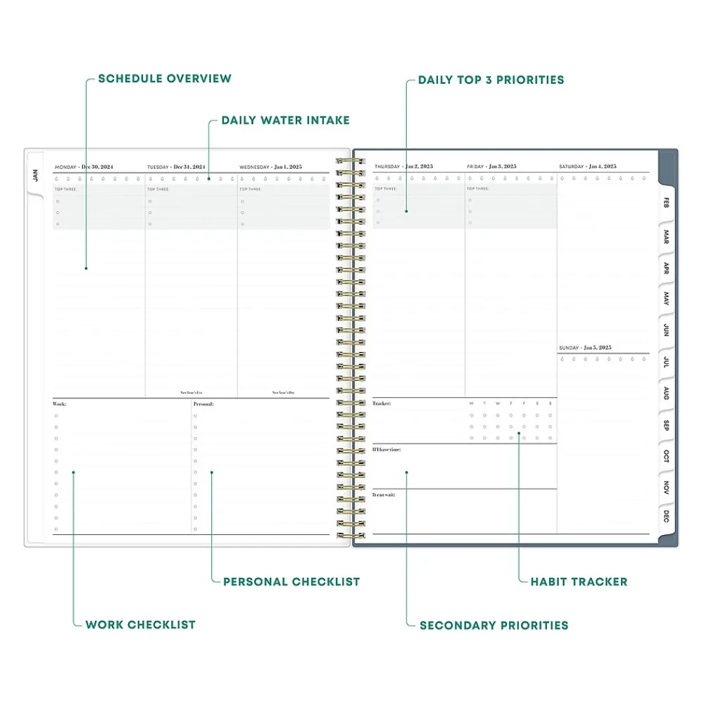 2025 Planners|Blue Sky 2025 Cocolie 8.5" x 11" Weekly & Monthly Planner, Plastic Cover, Blue/White (148256)