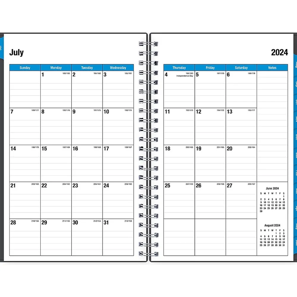 Academic Planners|Blue Sky 2024-2025 Collegiate 5" x 8" Academic Weekly & Monthly Planner, Plastic Cover, Gray (100139-A25)